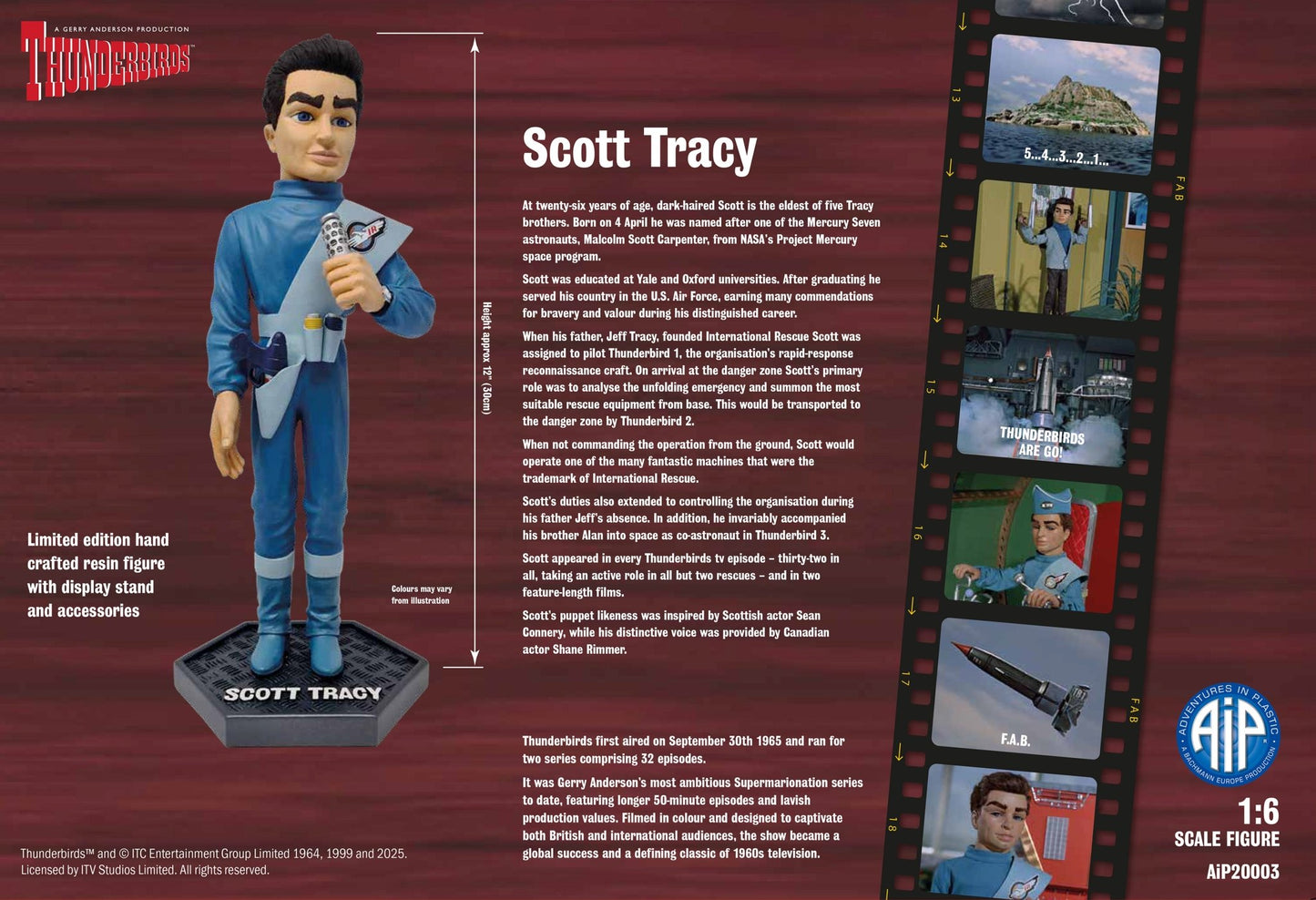 Scott Tracy 1:6 12" Thunderbirds Resin Figure - The Gerry Anderson Store