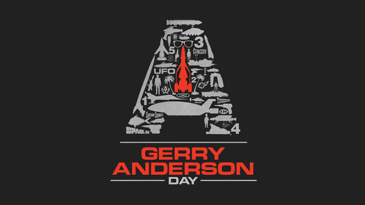 Gerry Anderson Day logo featuring silhouettes of famous Gerry Anderson vehicles and icons in the shape of the letter A