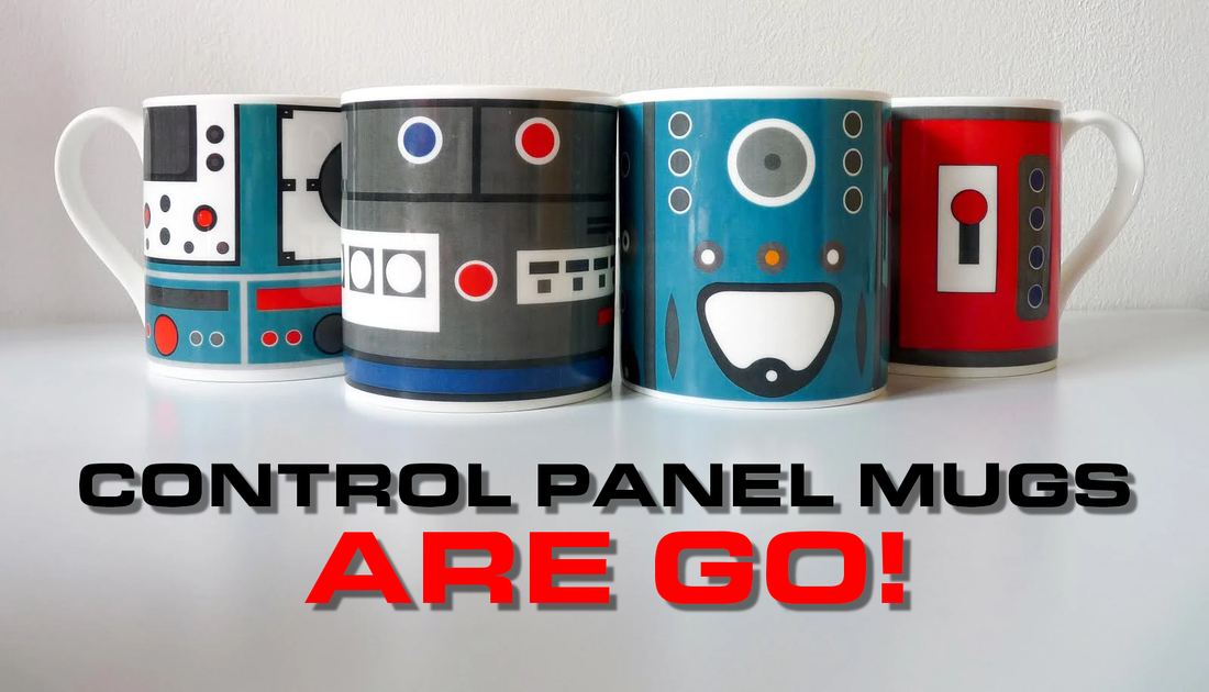 Thunderbirds control panel-inspired mugs from Gail Myerscough!