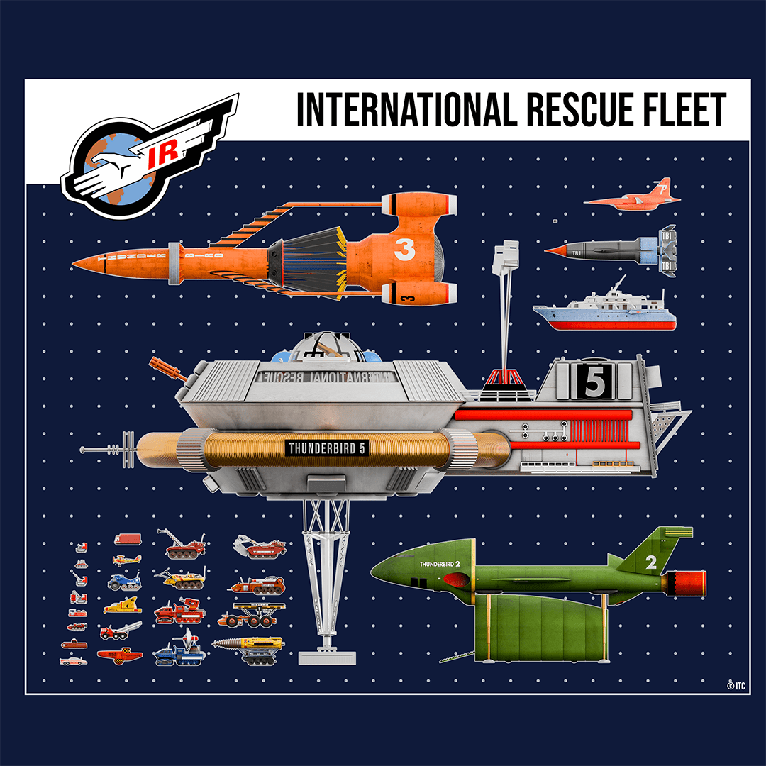 Thunderbirds International Rescue Fleet T-shirt - The Gerry Anderson Store